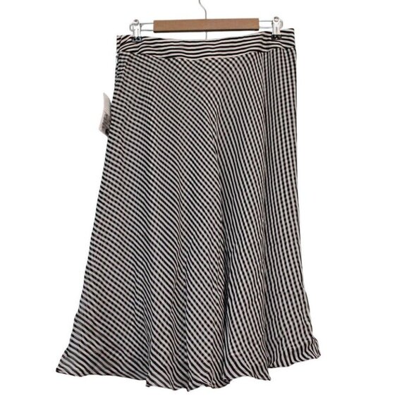NWT Jones New York Midi Skirt Size 10 Gingham Plaid 100% Silk Flowy A-Line Chic - Picture 9 of 13